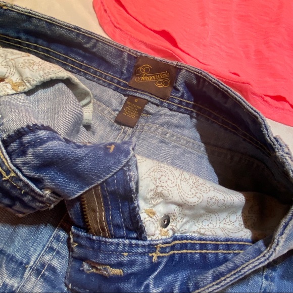 Aeropostale Distressed Raw Hem Denim Skirt - Picture 7 of 13